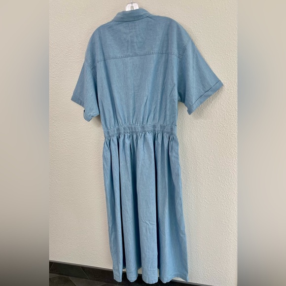 Vintage NWOT Eddie Bauer Blue Chambray Maxi Button-Up Dress Size XL/TG - Picture 7 of 13